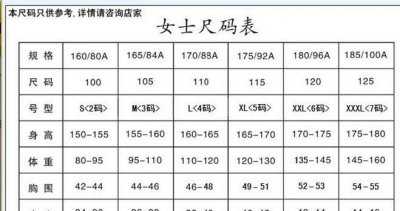 ​服装尺码对照表，衣服尺码对照表？