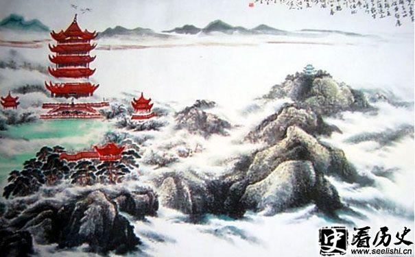 崔颢黄鹤楼古诗配画