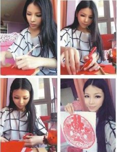 ​剪纸西施走红网络，肤白貌美