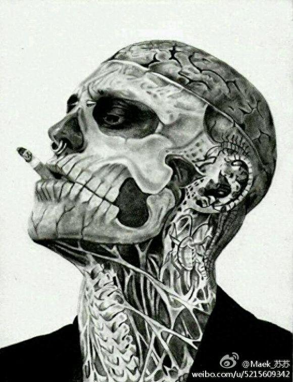 纹身弱爆了,“僵尸男孩”带给你视觉冲击。