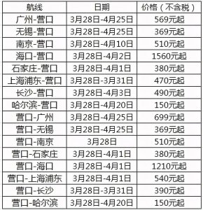 ​直飞无锡！营口机场最新航班时刻表来啦